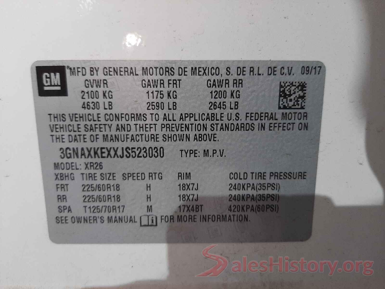 3GNAXKEXXJS523030 2018 CHEVROLET EQUINOX