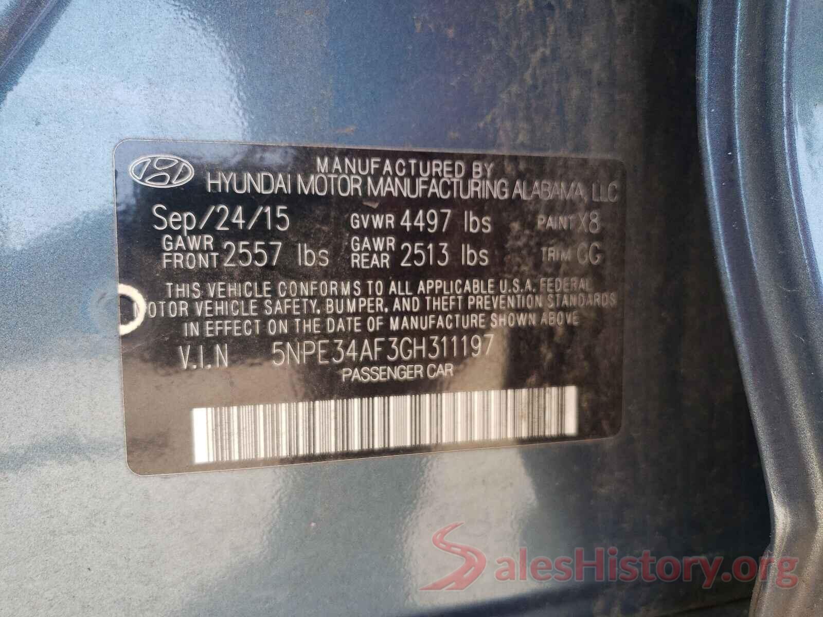 5NPE34AF3GH311197 2016 HYUNDAI SONATA