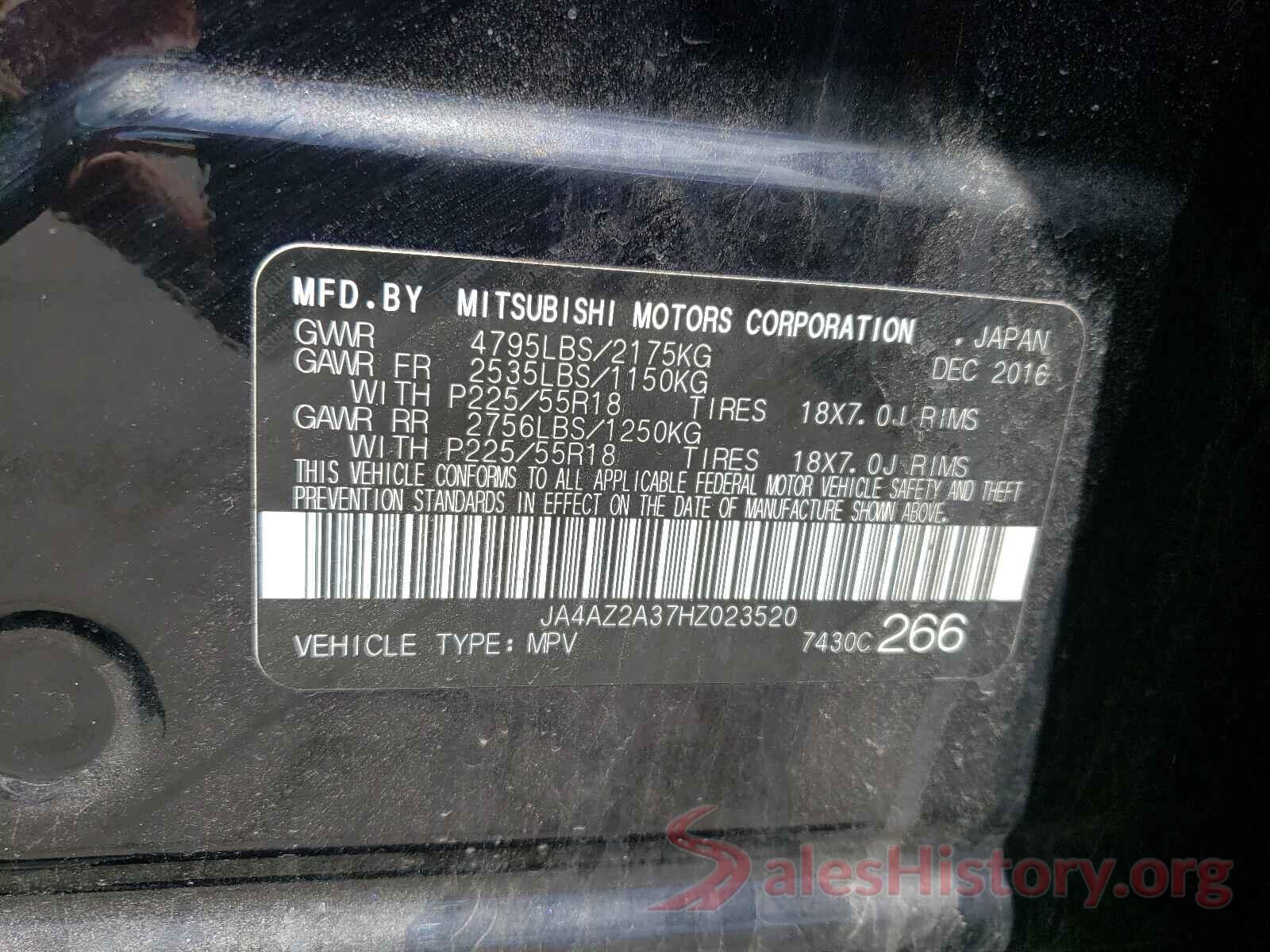 JA4AZ2A37HZ023520 2017 MITSUBISHI OUTLANDER