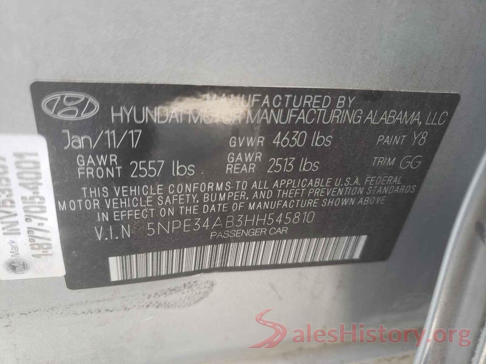 5NPE34AB3HH545810 2017 HYUNDAI SONATA