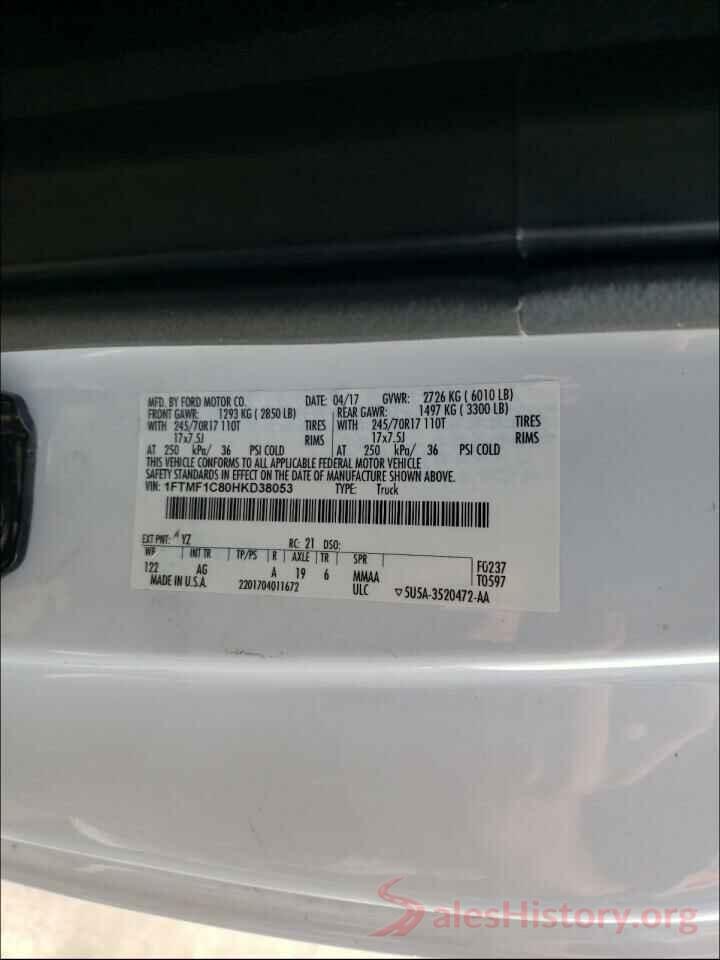 1FTMF1C80HKD38053 2017 FORD F150