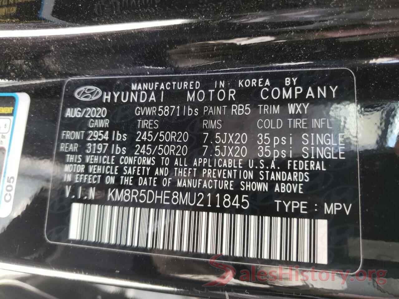 KM8R5DHE8MU211845 2021 HYUNDAI PALISADE