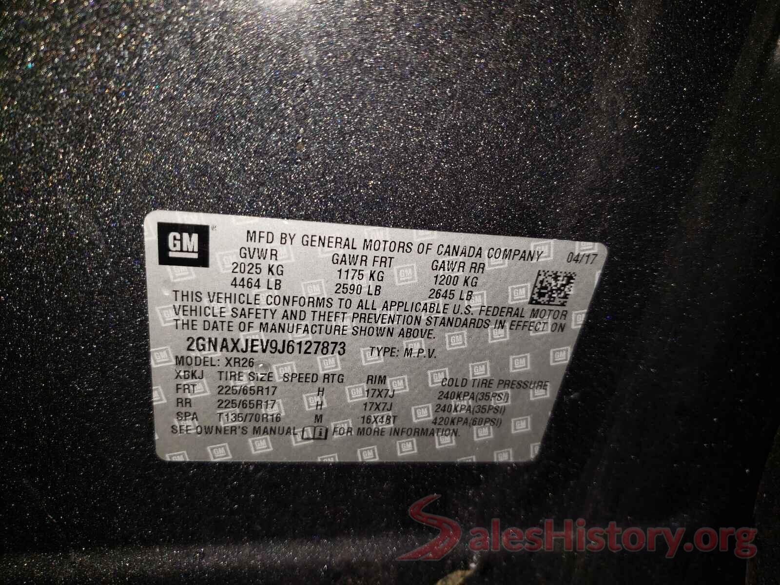 2GNAXJEV9J6127873 2018 CHEVROLET EQUINOX