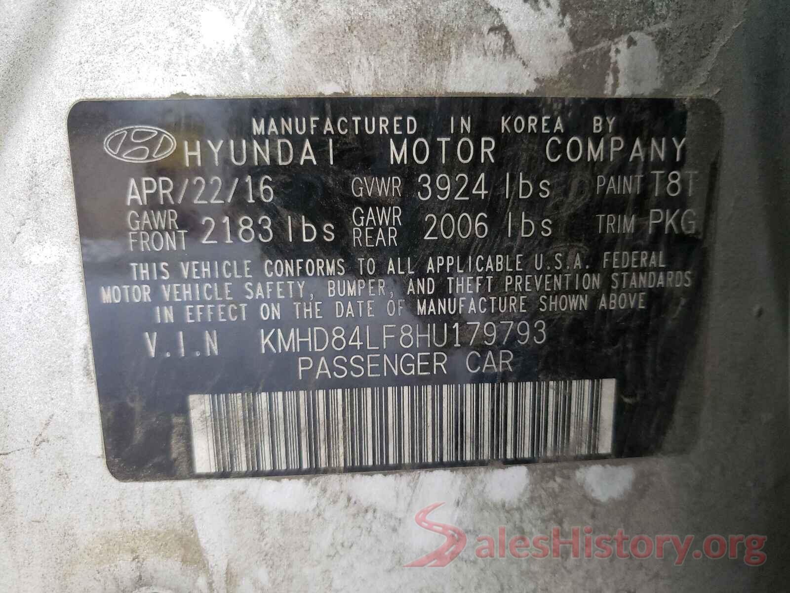 KMHD84LF8HU179793 2017 HYUNDAI ELANTRA