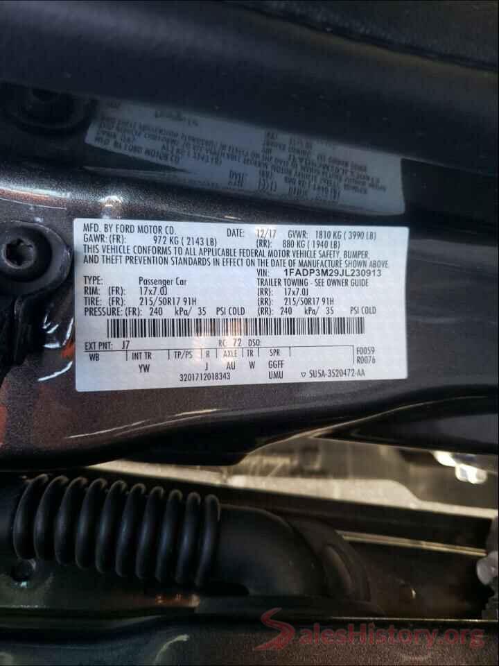 1FADP3M29JL230913 2018 FORD FOCUS