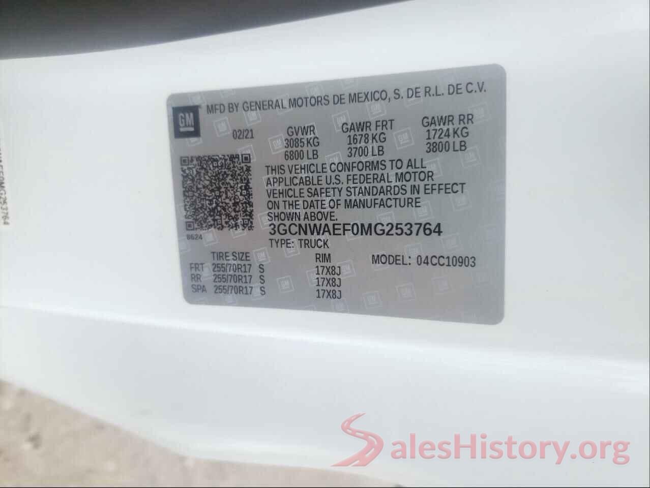 3GCNWAEF0MG253764 2021 CHEVROLET SILVERADO