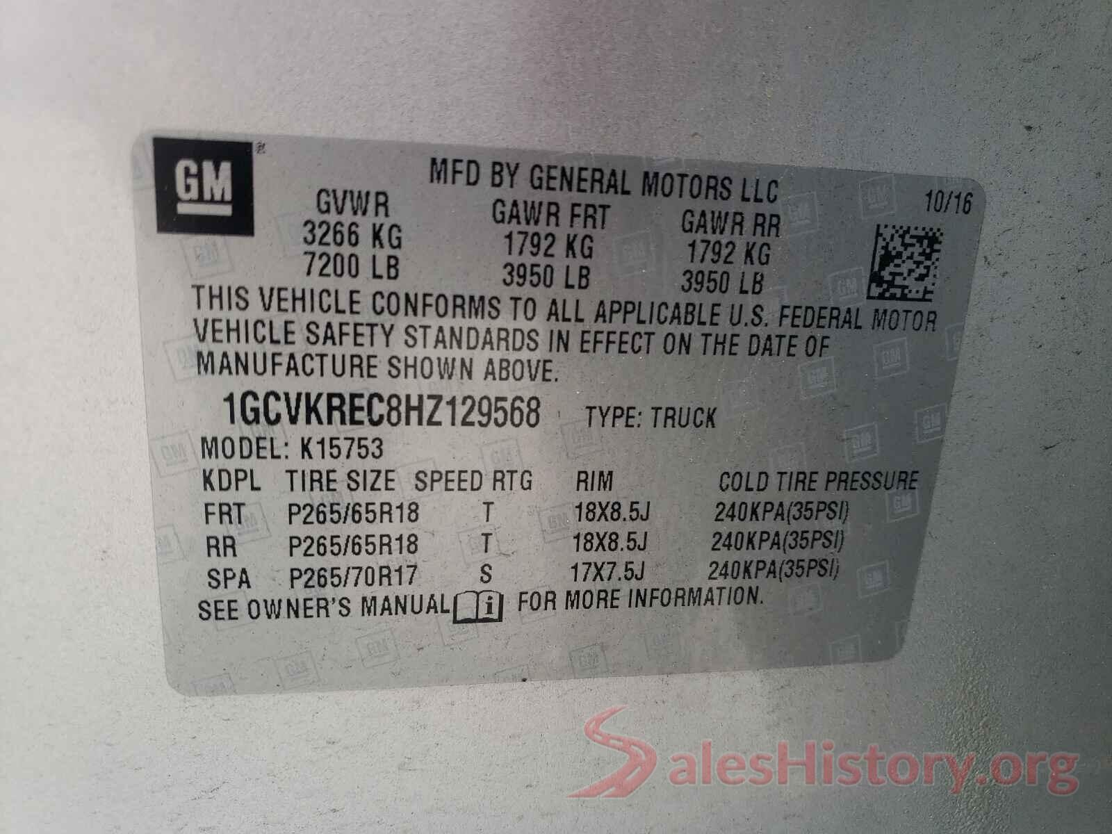 1GCVKREC8HZ129568 2017 CHEVROLET SILVERADO