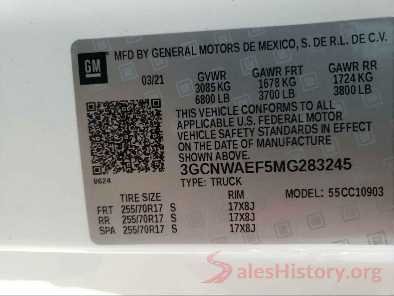 3GCNWAEF5MG283245 2021 CHEVROLET SILVERADO