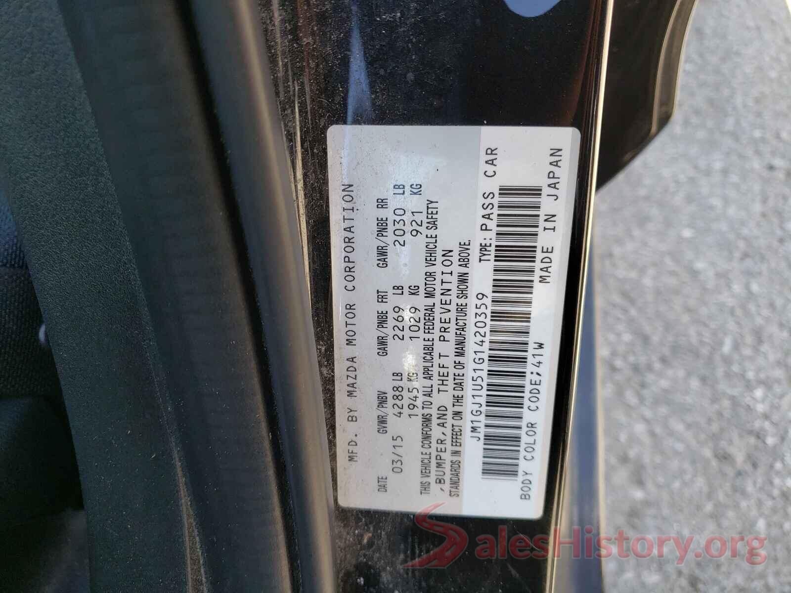 JM1GJ1U51G1420359 2016 MAZDA 6