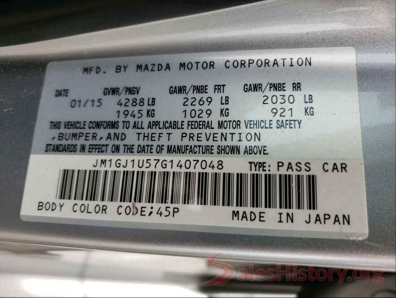 JM1GJ1U57G1407048 2016 MAZDA 6