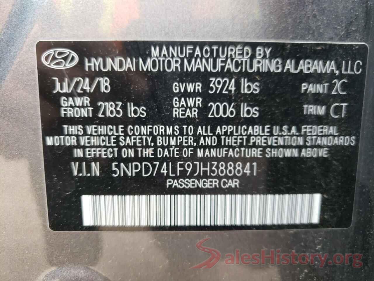 5NPD74LF9JH388841 2018 HYUNDAI ELANTRA