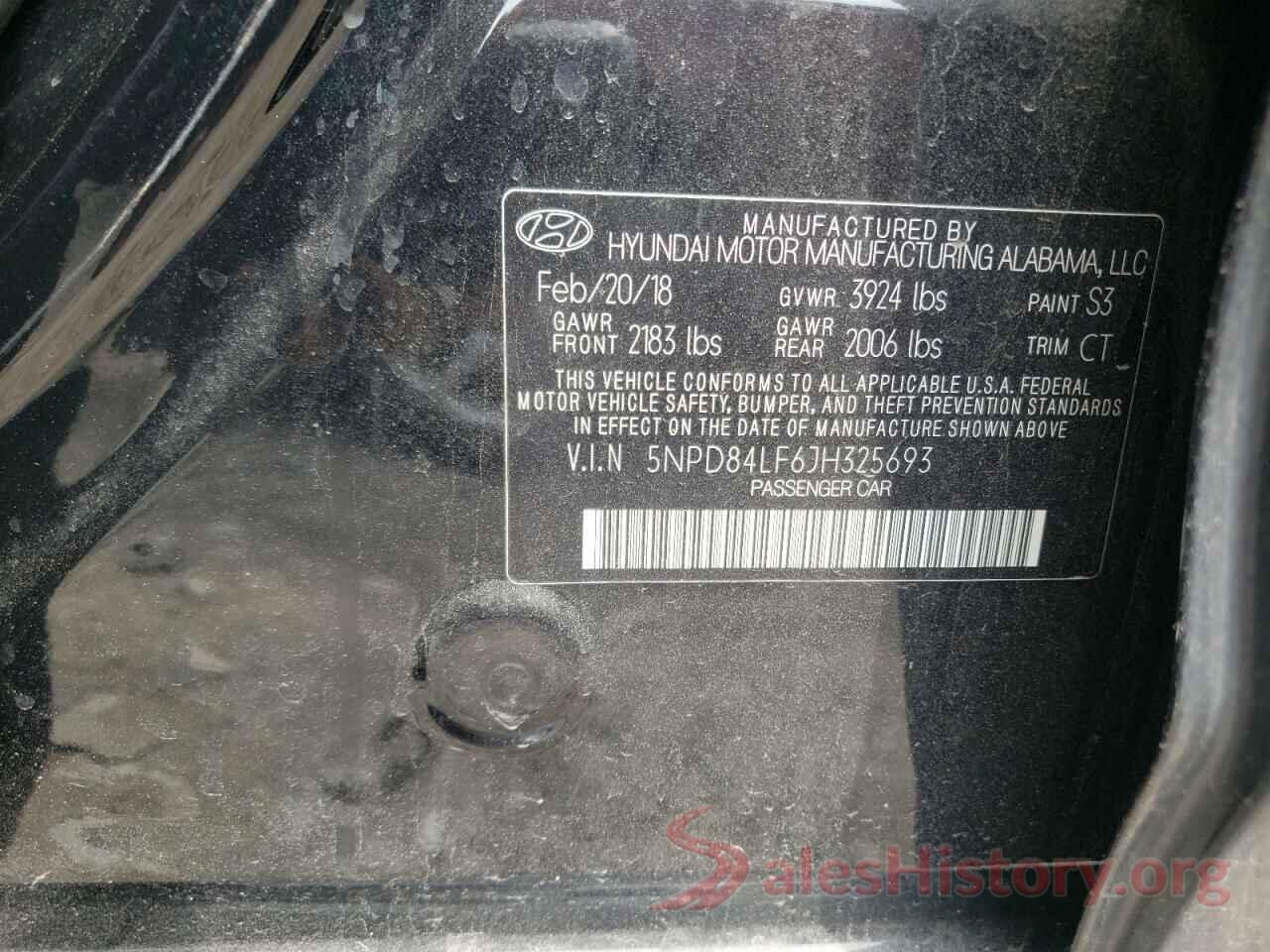 5NPD84LF6JH325693 2018 HYUNDAI ELANTRA