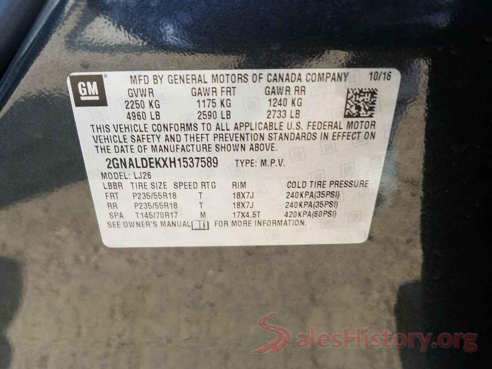 2GNALDEKXH1537589 2017 CHEVROLET EQUINOX