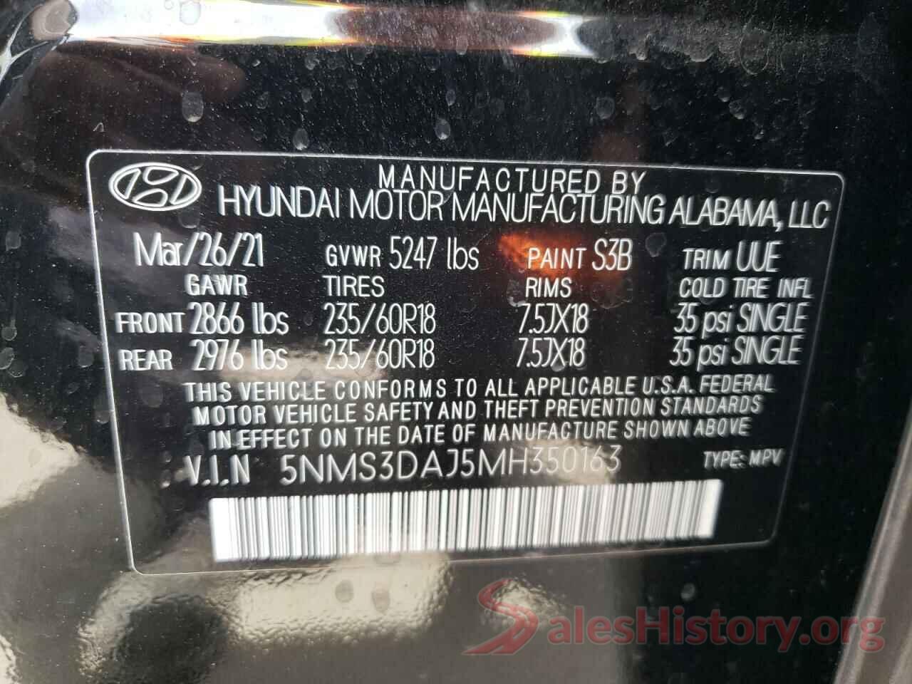 5NMS3DAJ5MH350163 2021 HYUNDAI SANTA FE