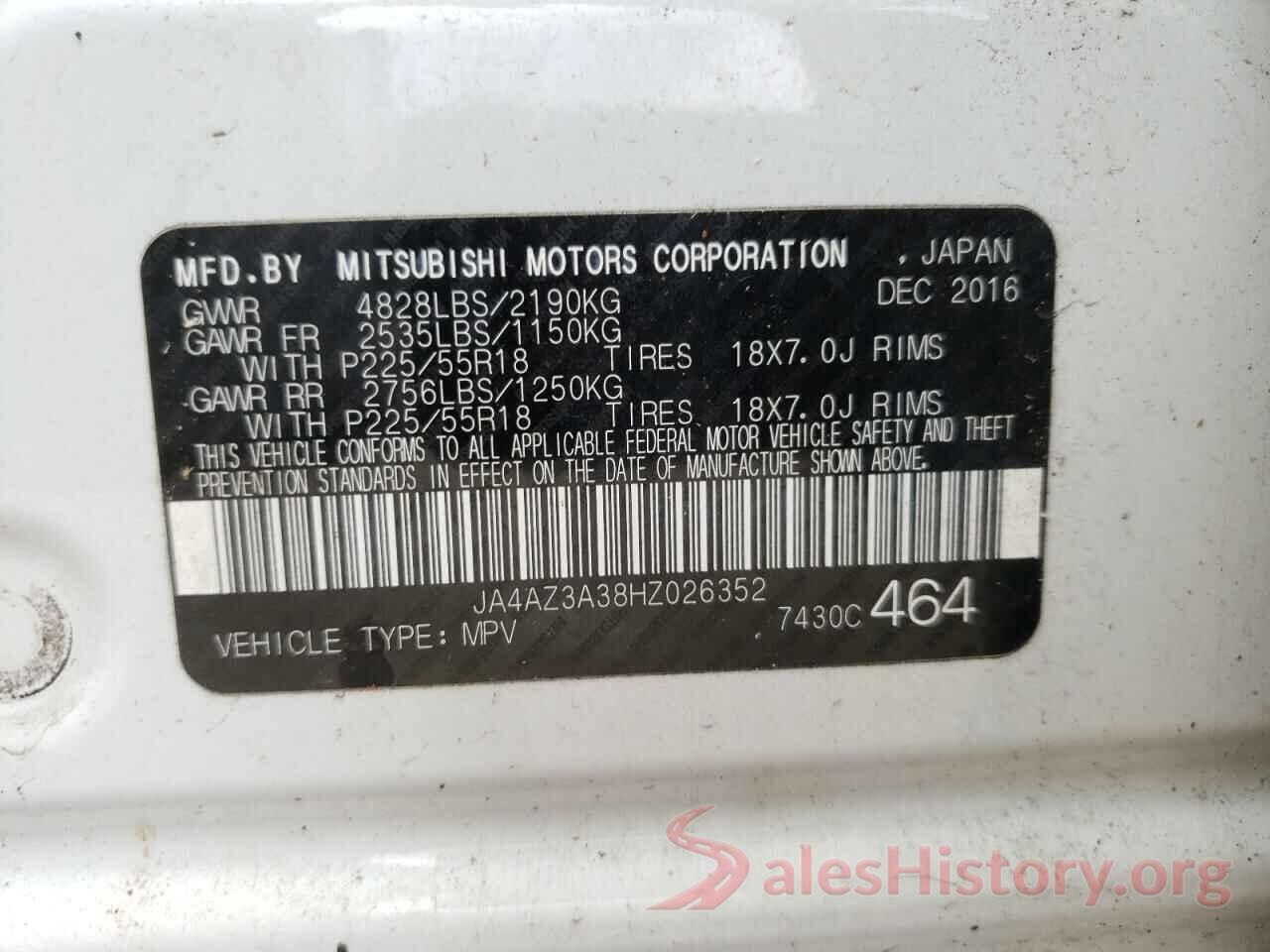 JA4AZ3A38HZ026352 2017 MITSUBISHI OUTLANDER