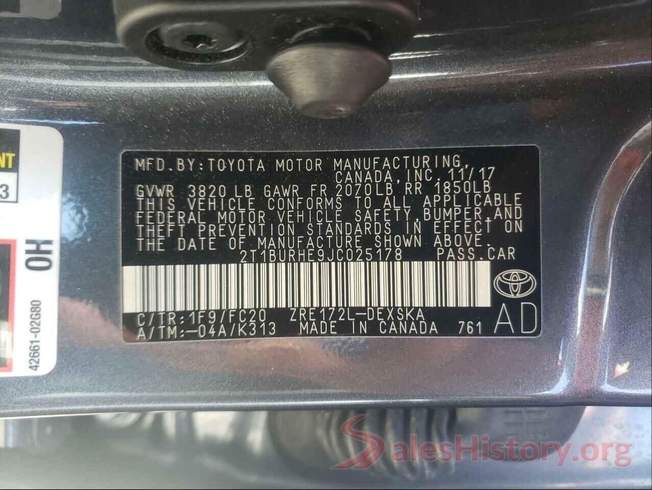 2T1BURHE9JC025178 2018 TOYOTA COROLLA