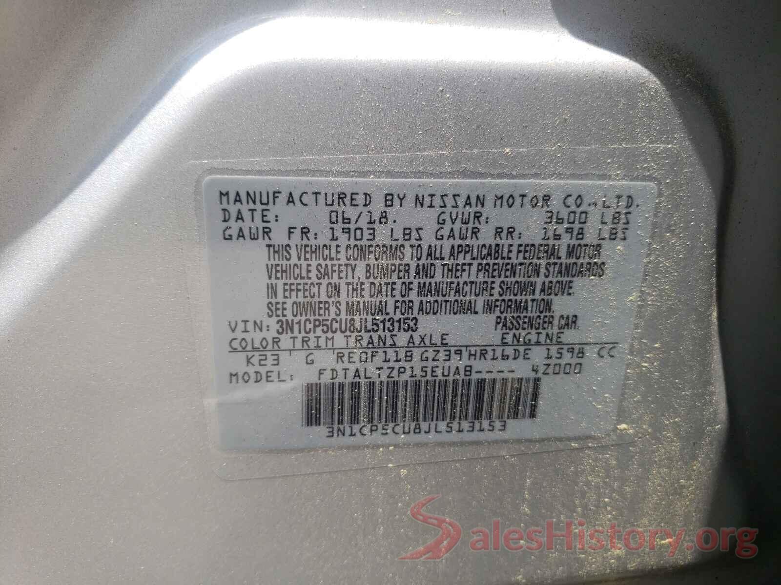 3N1CP5CU8JL513153 2018 NISSAN KICKS