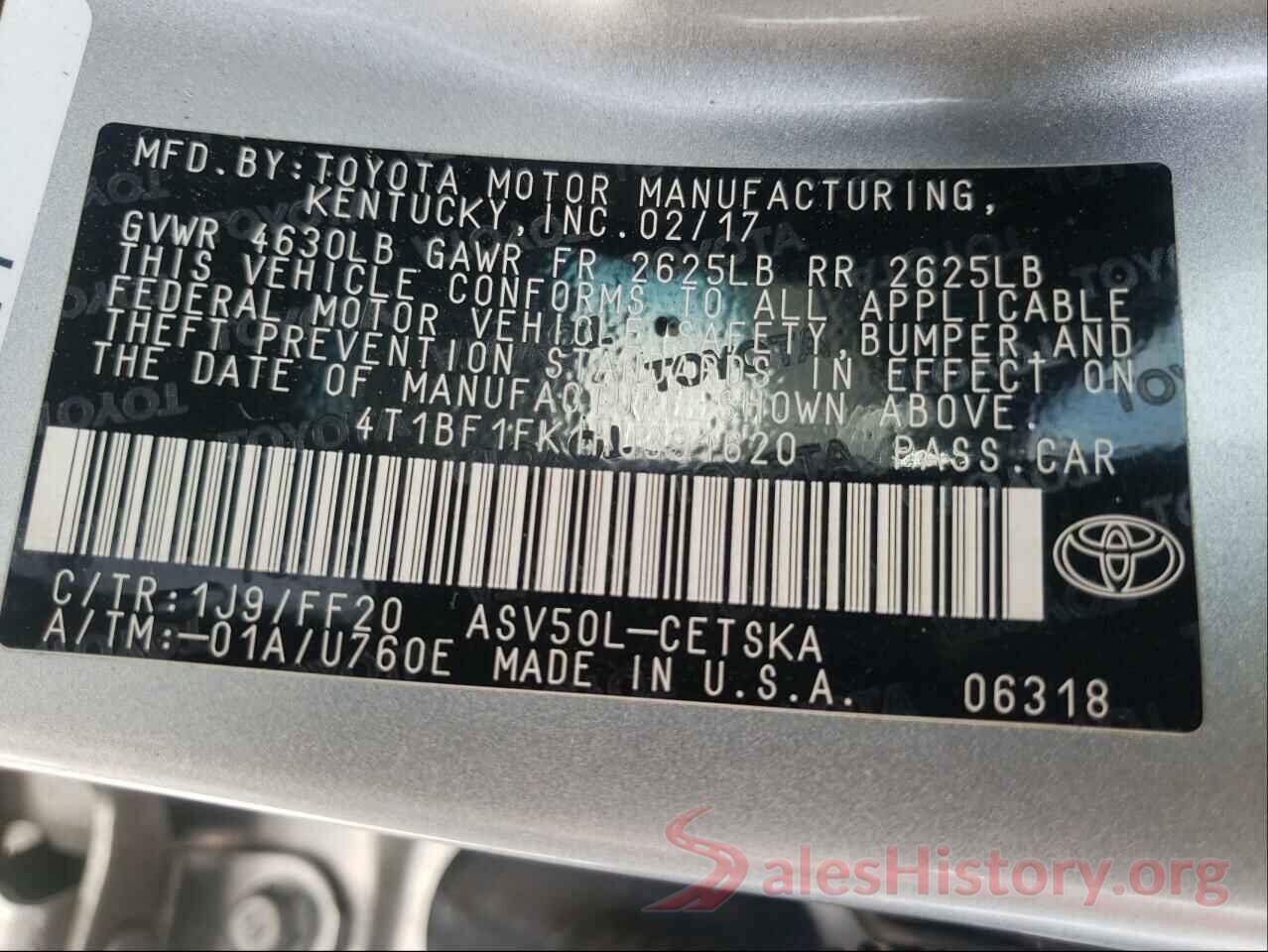 4T1BF1FK1HU391620 2017 TOYOTA CAMRY