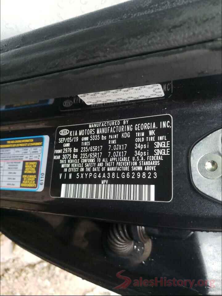 5XYPG4A38LG629823 2020 KIA SORENTO