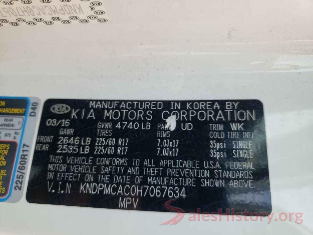 KNDPMCAC0H7067634 2017 KIA SPORTAGE