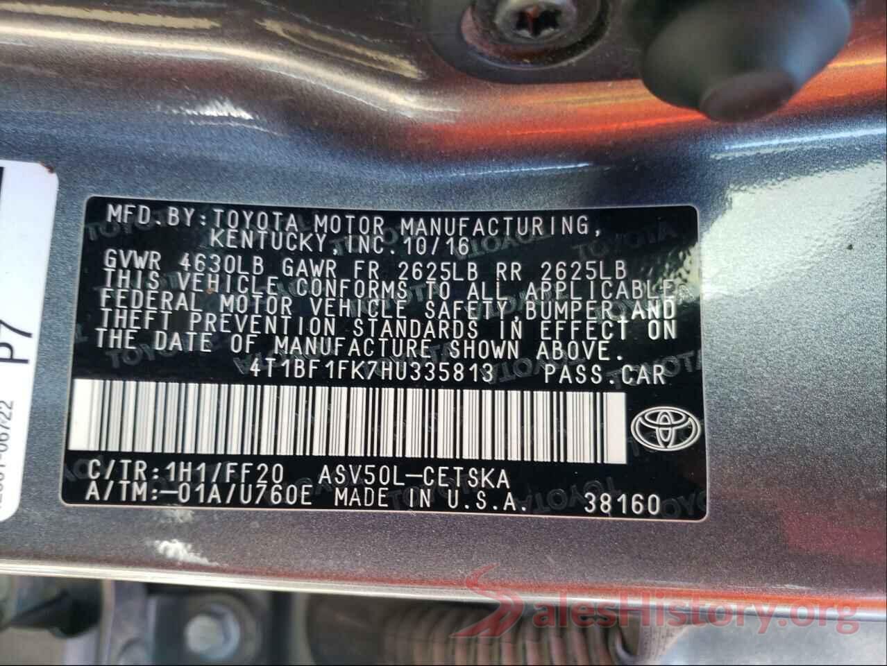 4T1BF1FK7HU335813 2017 TOYOTA CAMRY