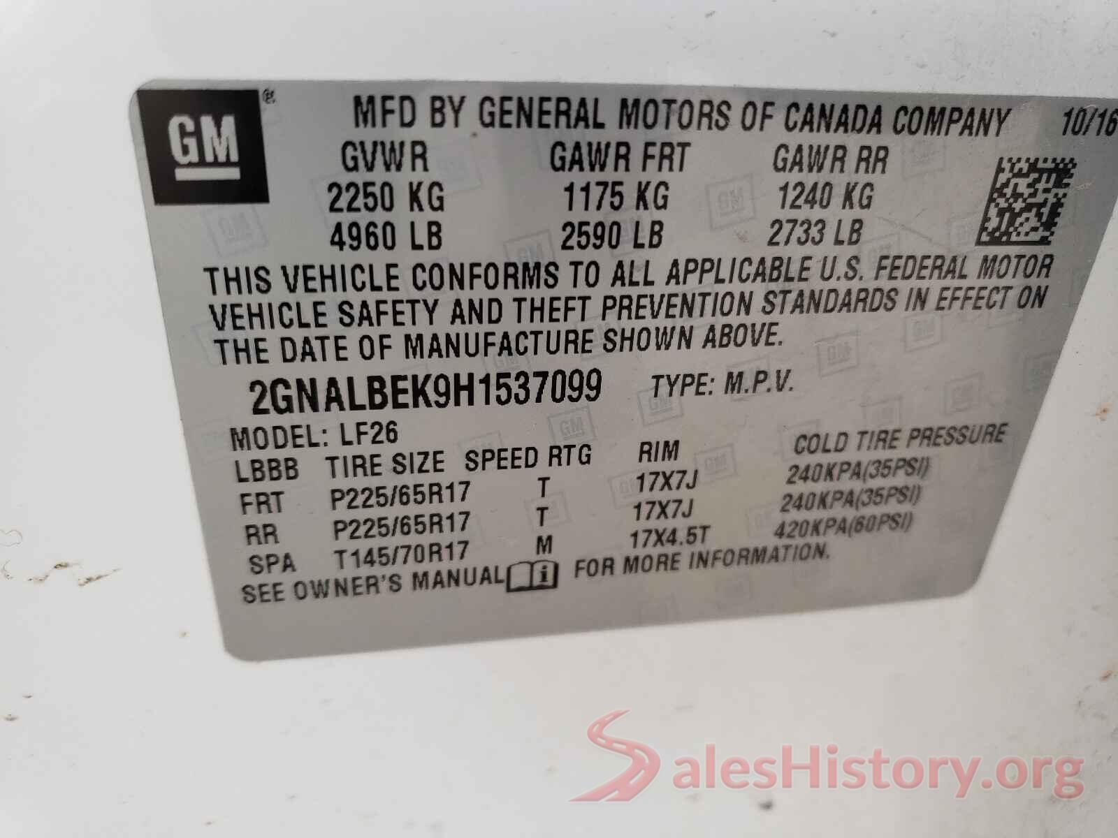 2GNALBEK9H1537099 2017 CHEVROLET EQUINOX