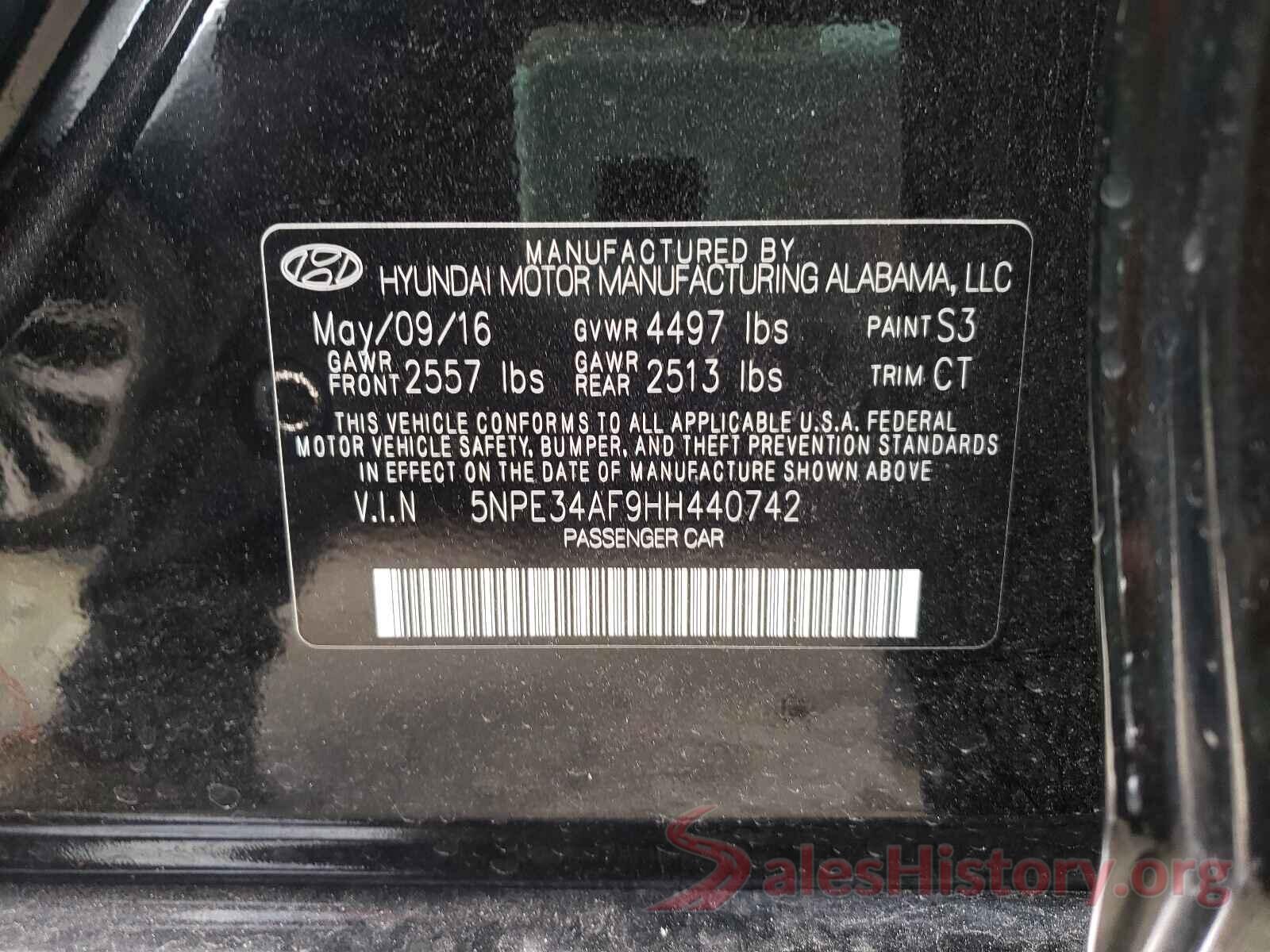 5NPE34AF9HH440742 2017 HYUNDAI SONATA