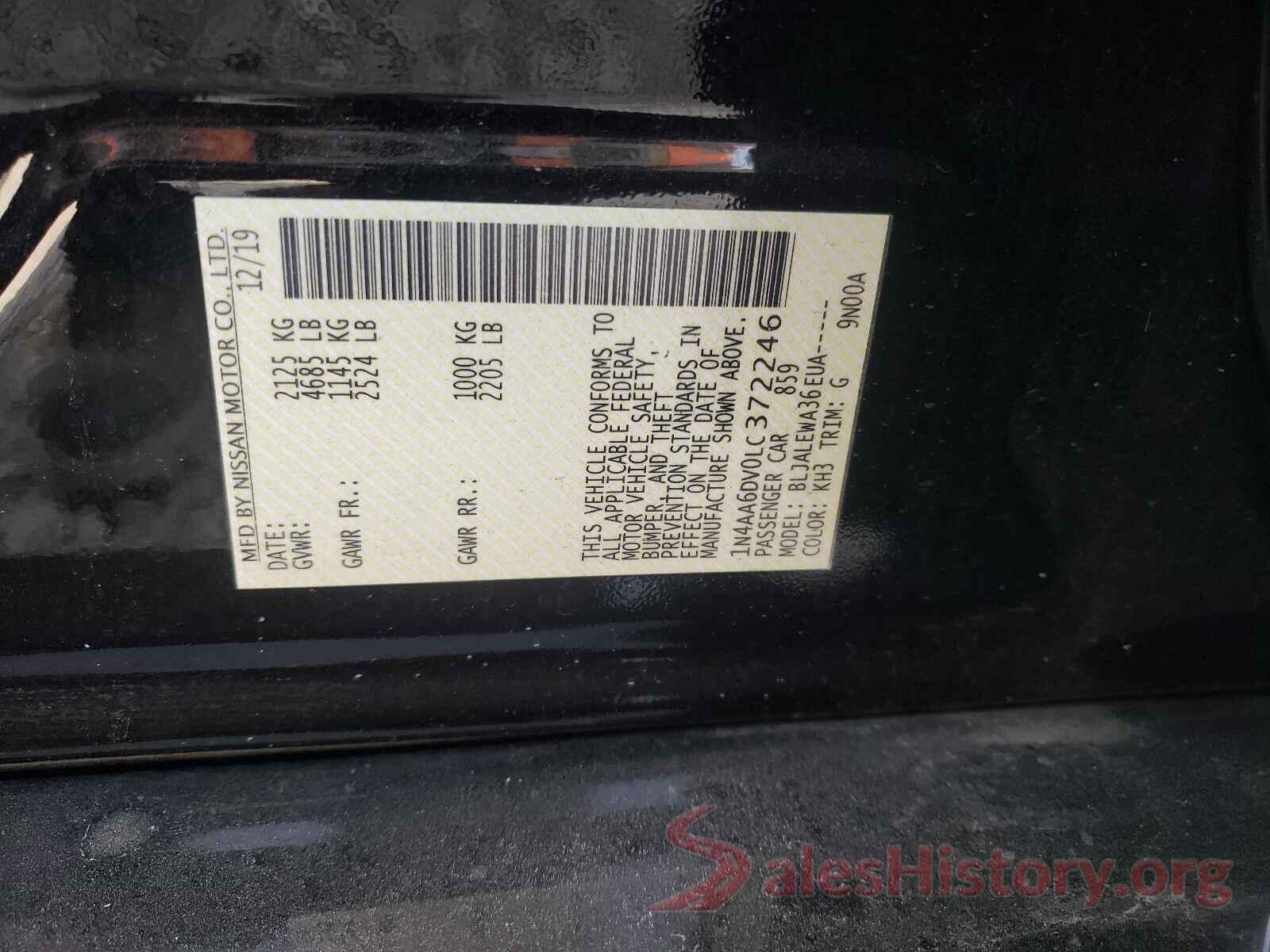 1N4AA6DV0LC372246 2020 NISSAN MAXIMA