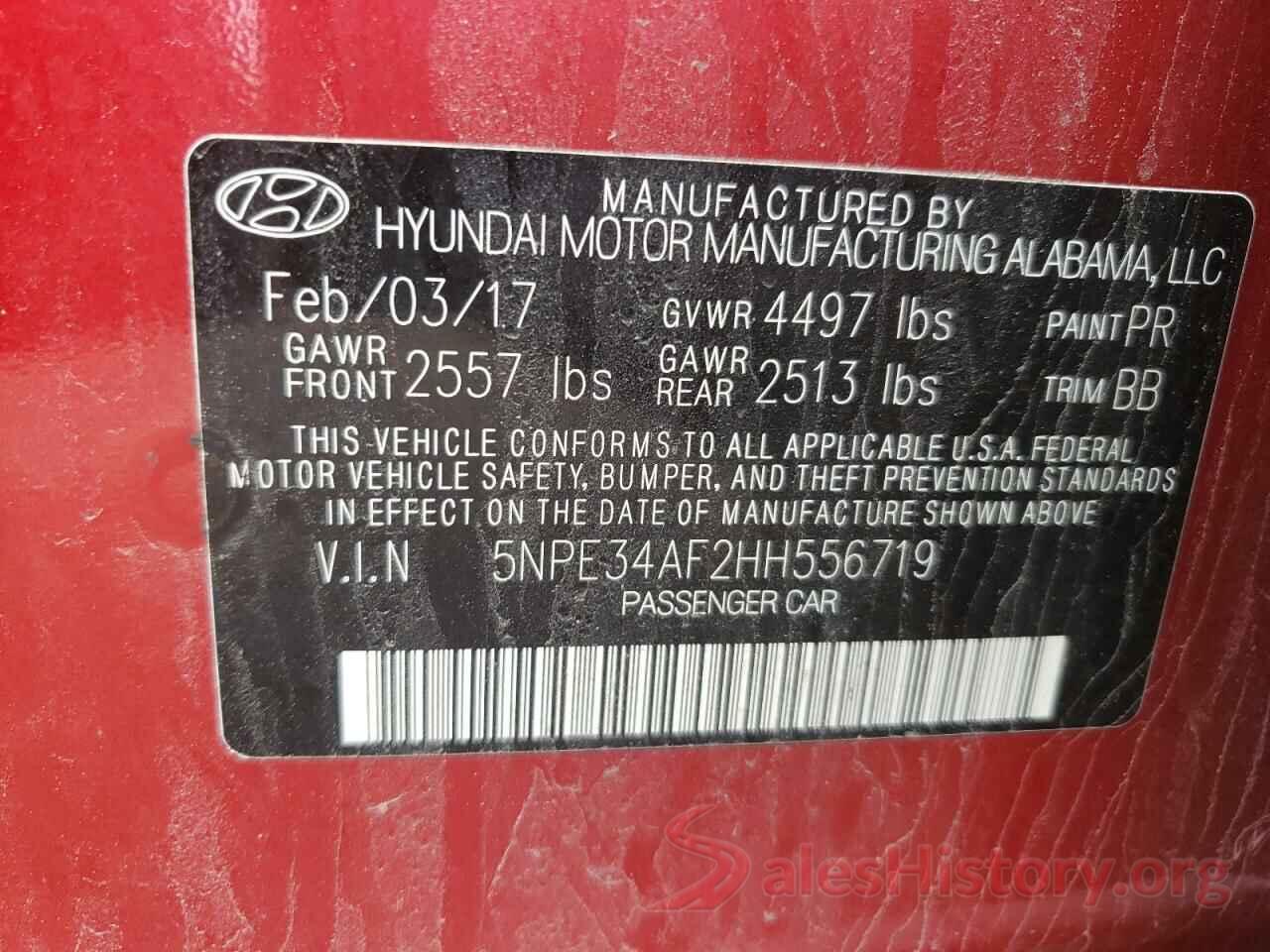 5NPE34AF2HH556719 2017 HYUNDAI SONATA