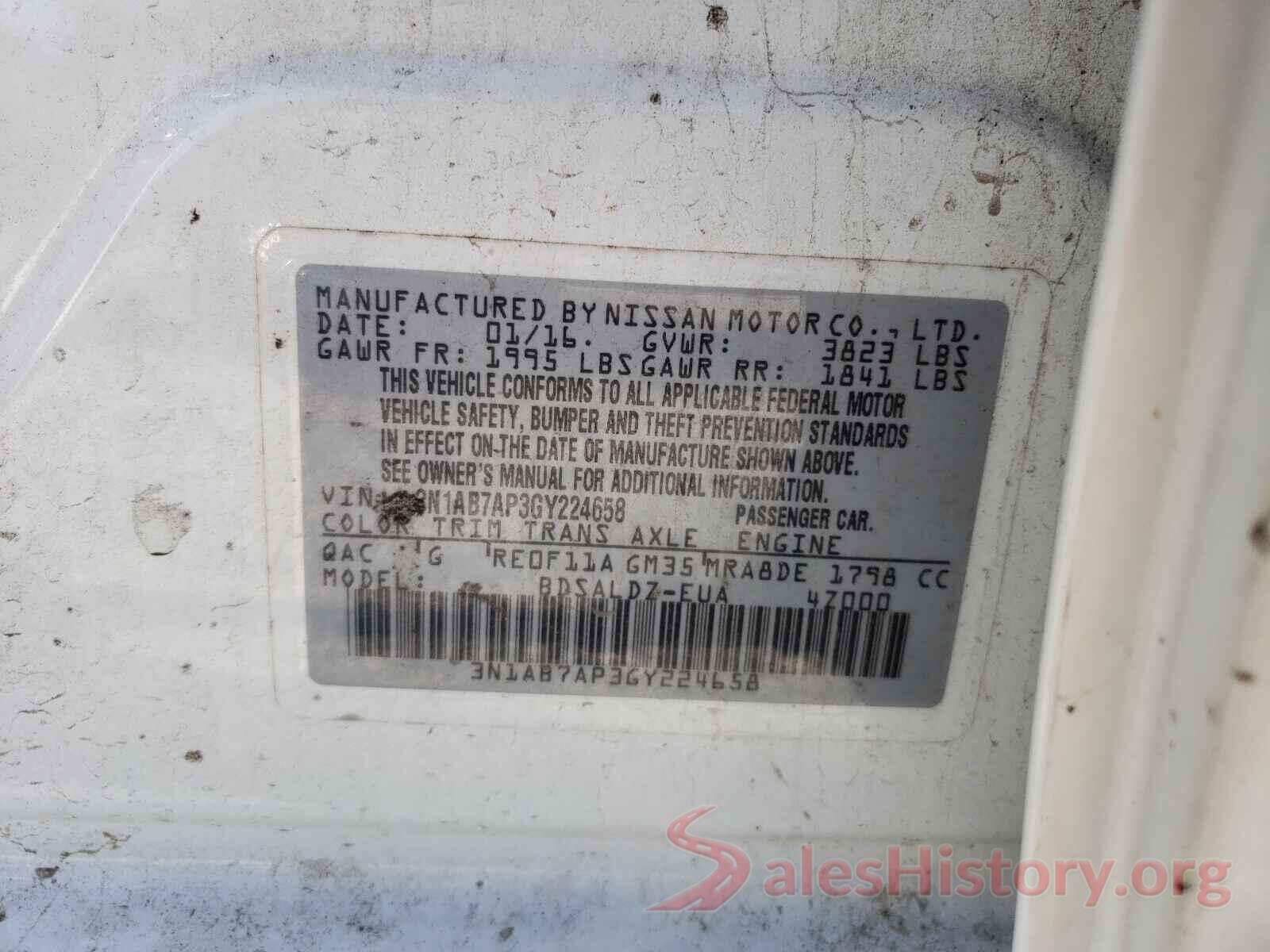 3N1AB7AP3GY224658 2016 NISSAN SENTRA