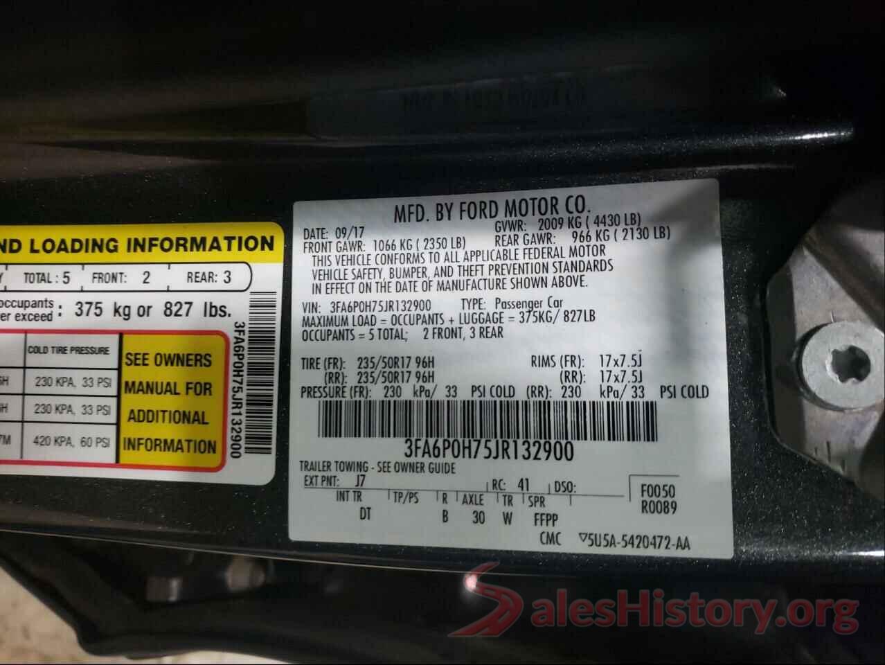 3FA6P0H75JR132900 2018 FORD FUSION