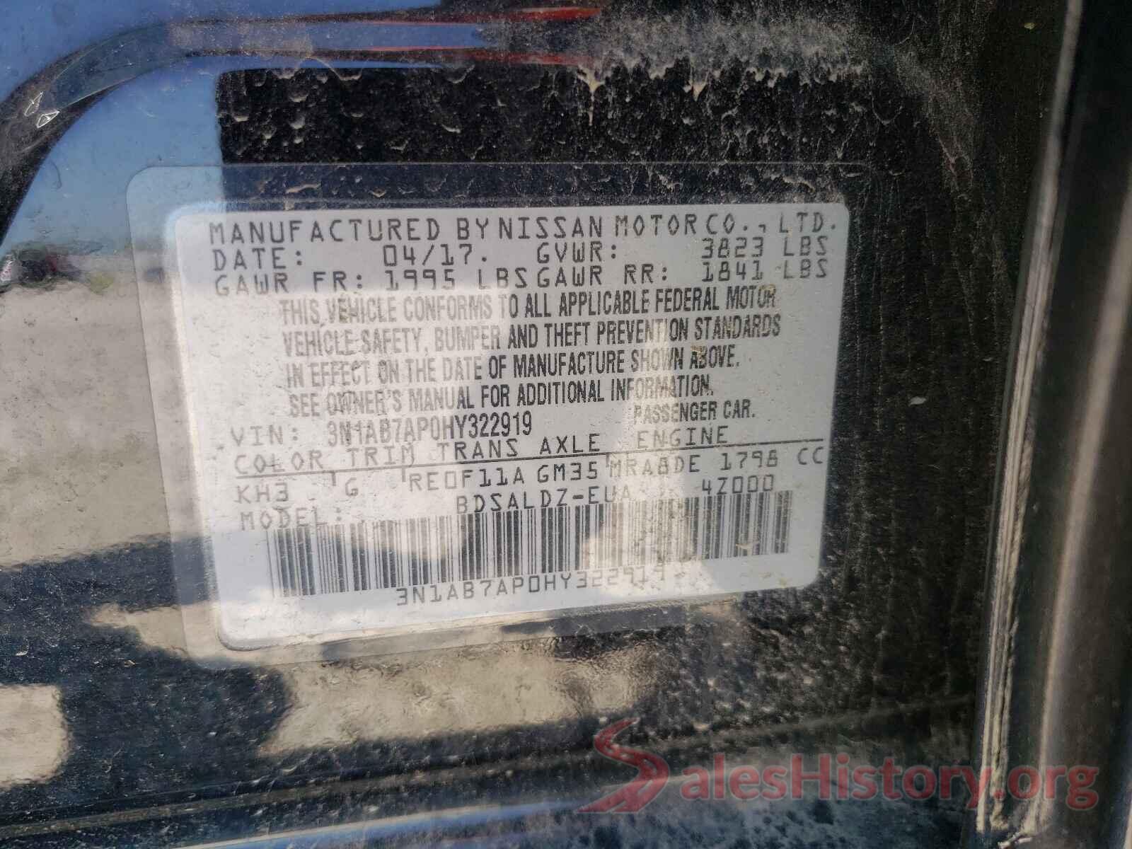 3N1AB7AP0HY322919 2017 NISSAN SENTRA