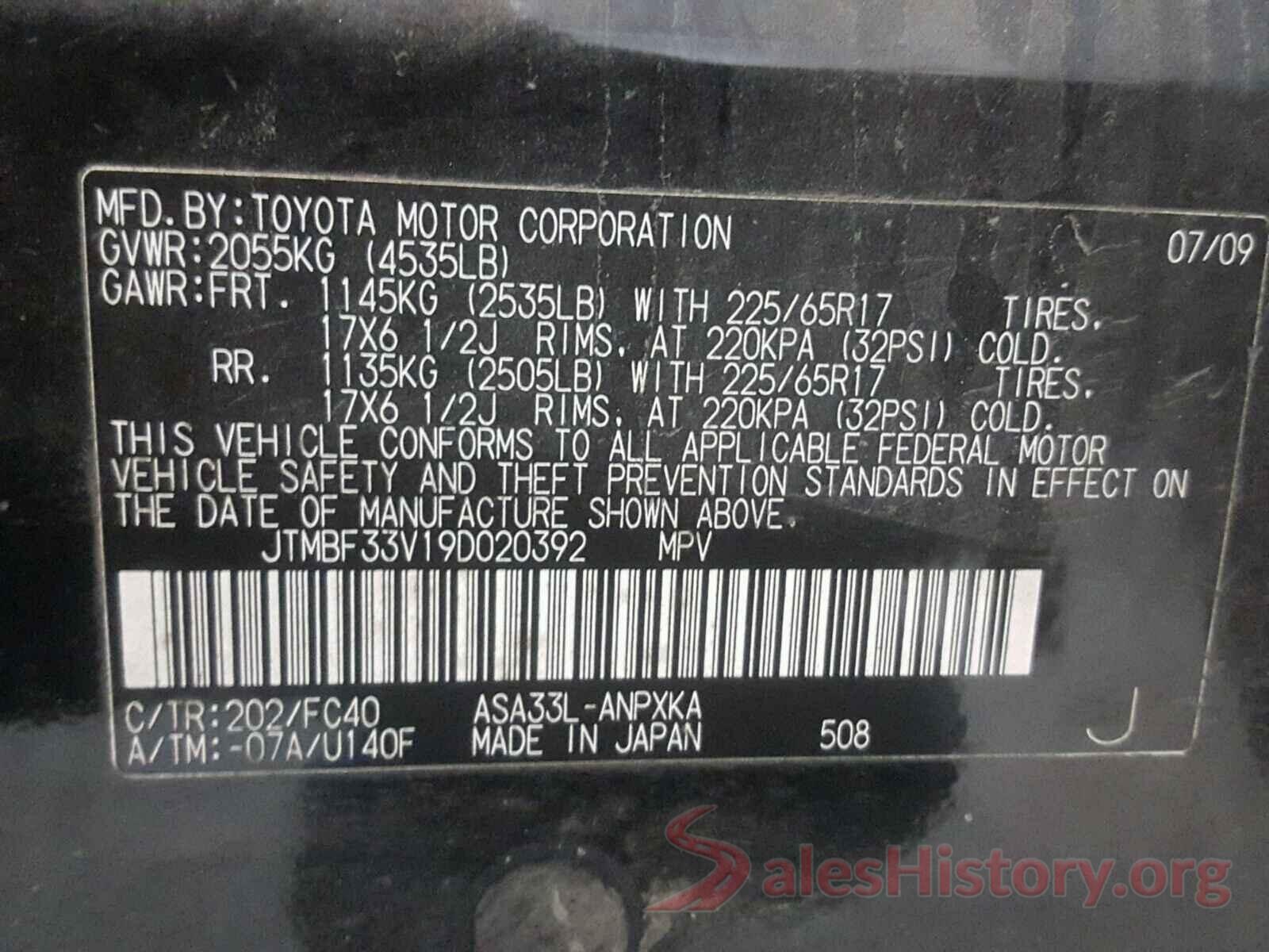 JTMBF33V19D020392 2009 TOYOTA RAV4