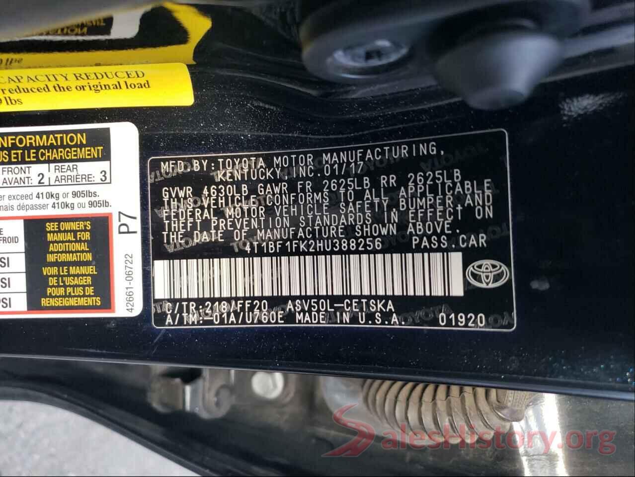 4T1BF1FK2HU388256 2017 TOYOTA CAMRY