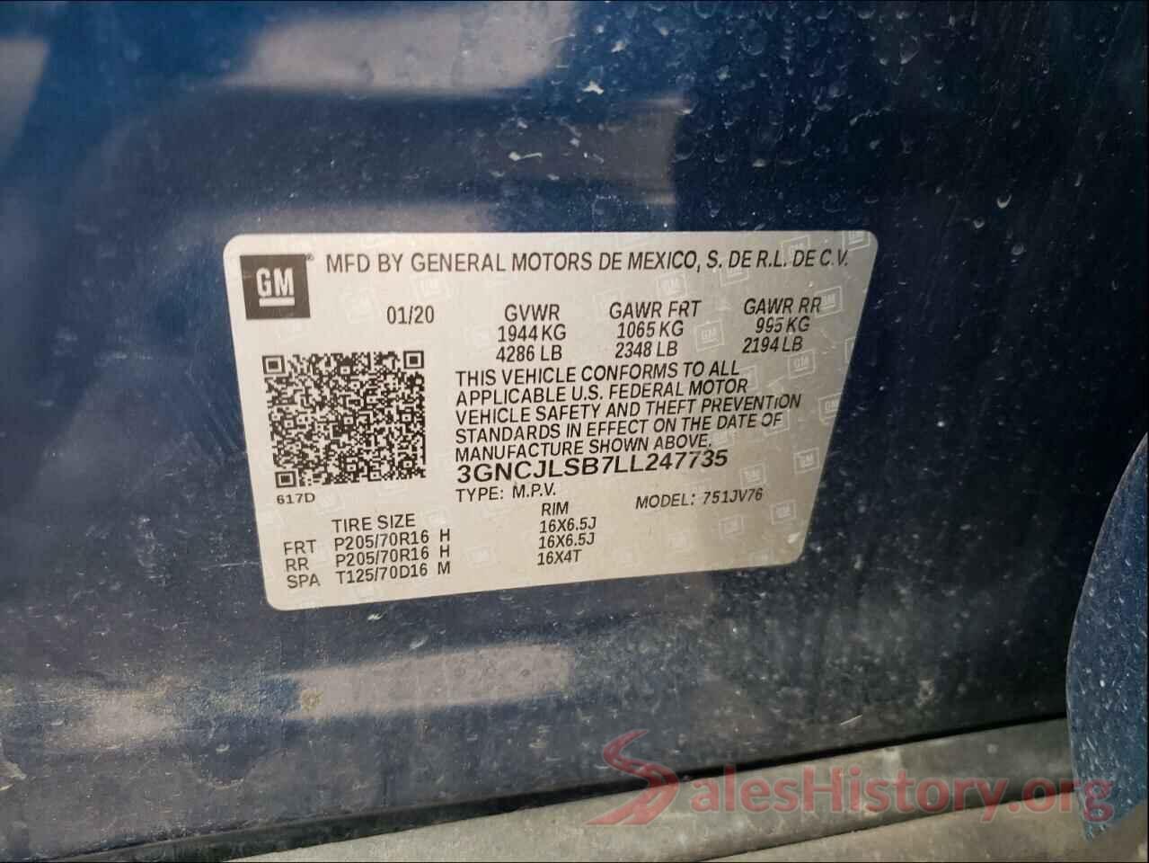 3GNCJLSB7LL247735 2020 CHEVROLET TRAX