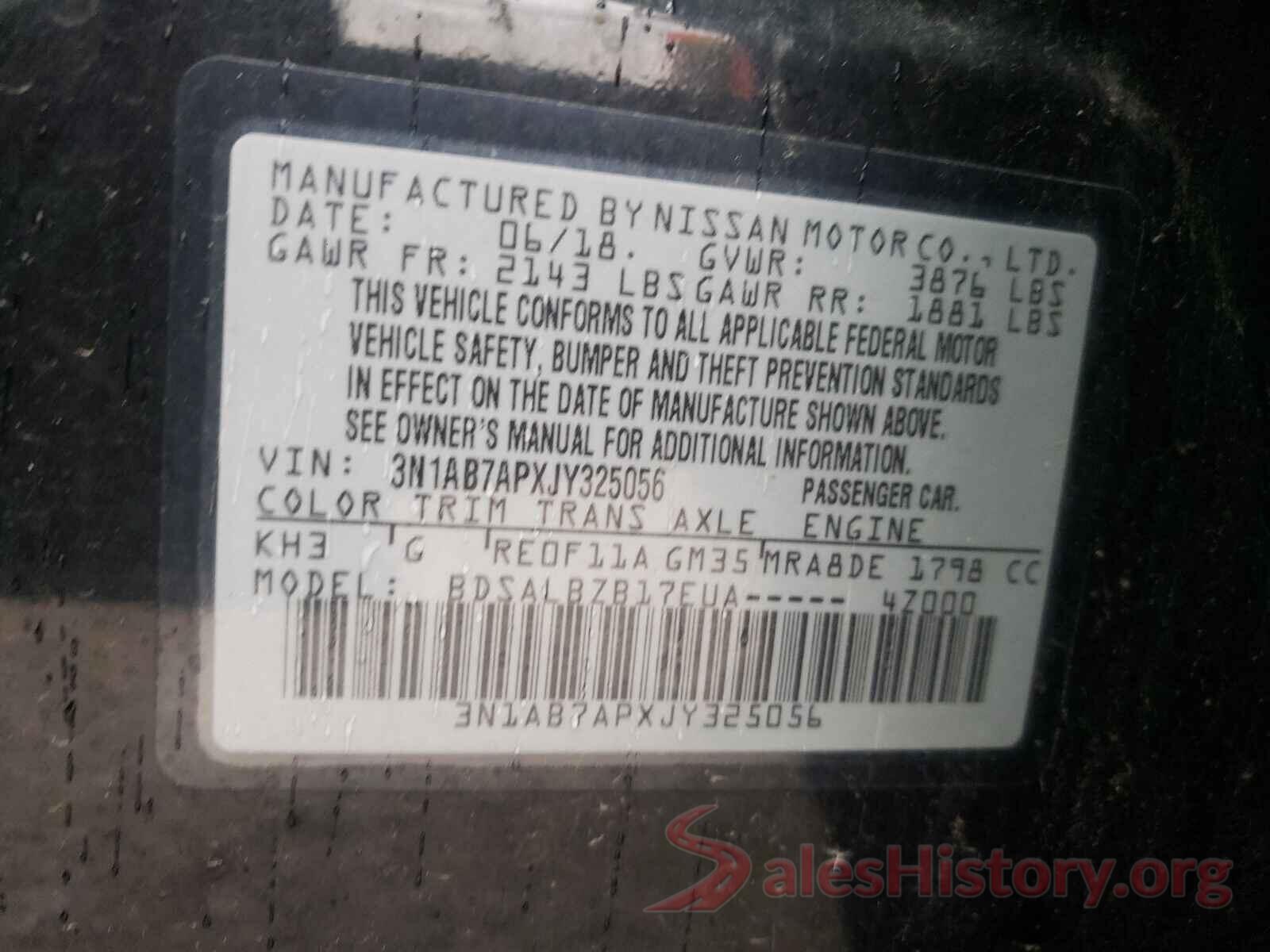 3N1AB7APXJY325056 2018 NISSAN SENTRA