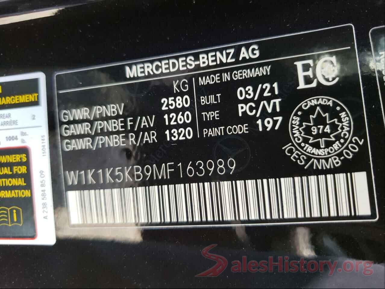 W1K1K5KB9MF163989 2021 MERCEDES-BENZ E-CLASS