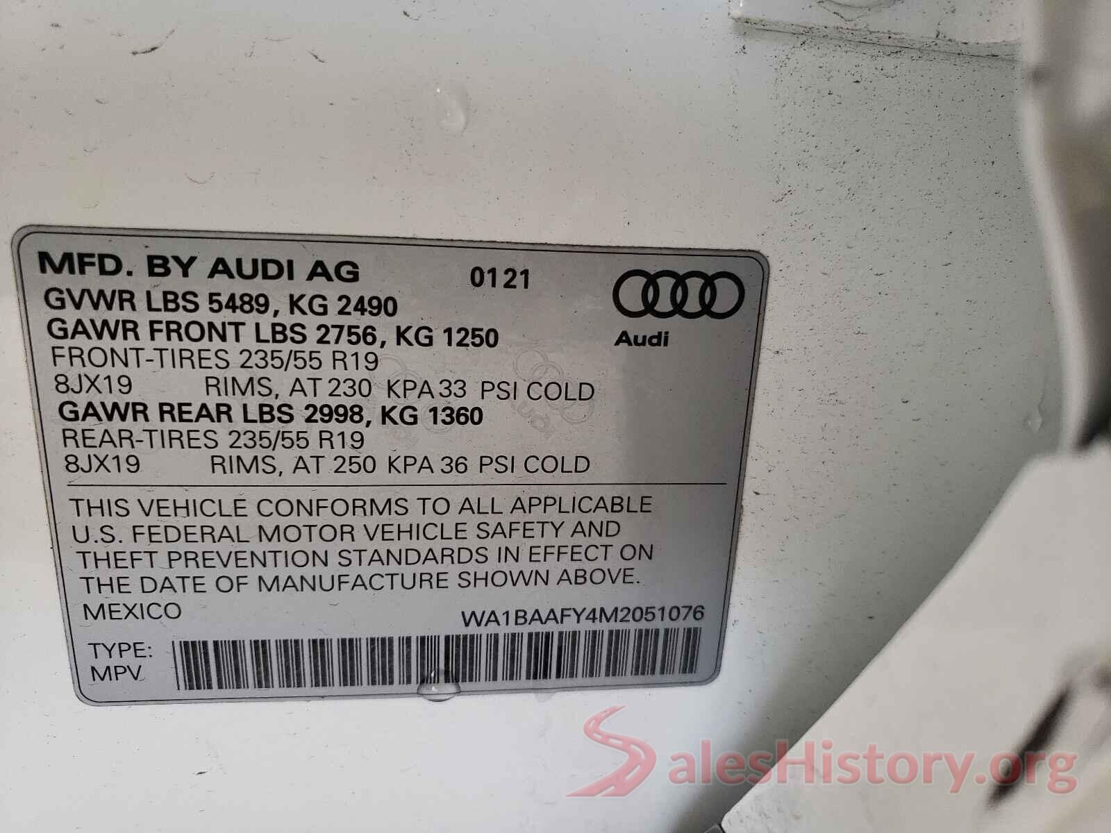 WA1BAAFY4M2051076 2021 AUDI Q5