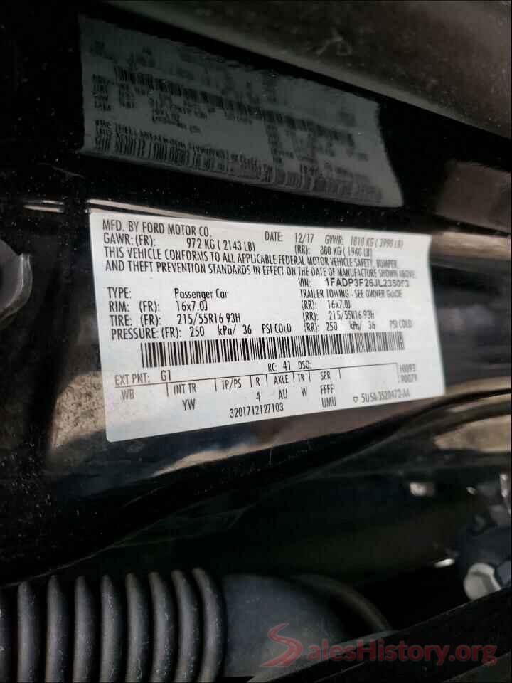 1FADP3F26JL235063 2018 FORD FOCUS