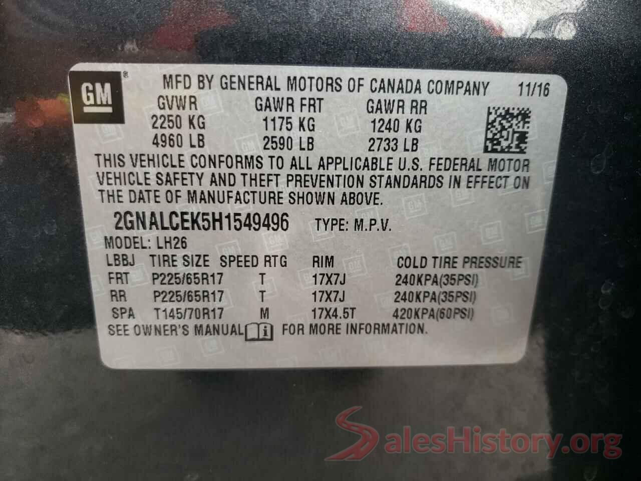 2GNALCEK5H1549496 2017 CHEVROLET EQUINOX