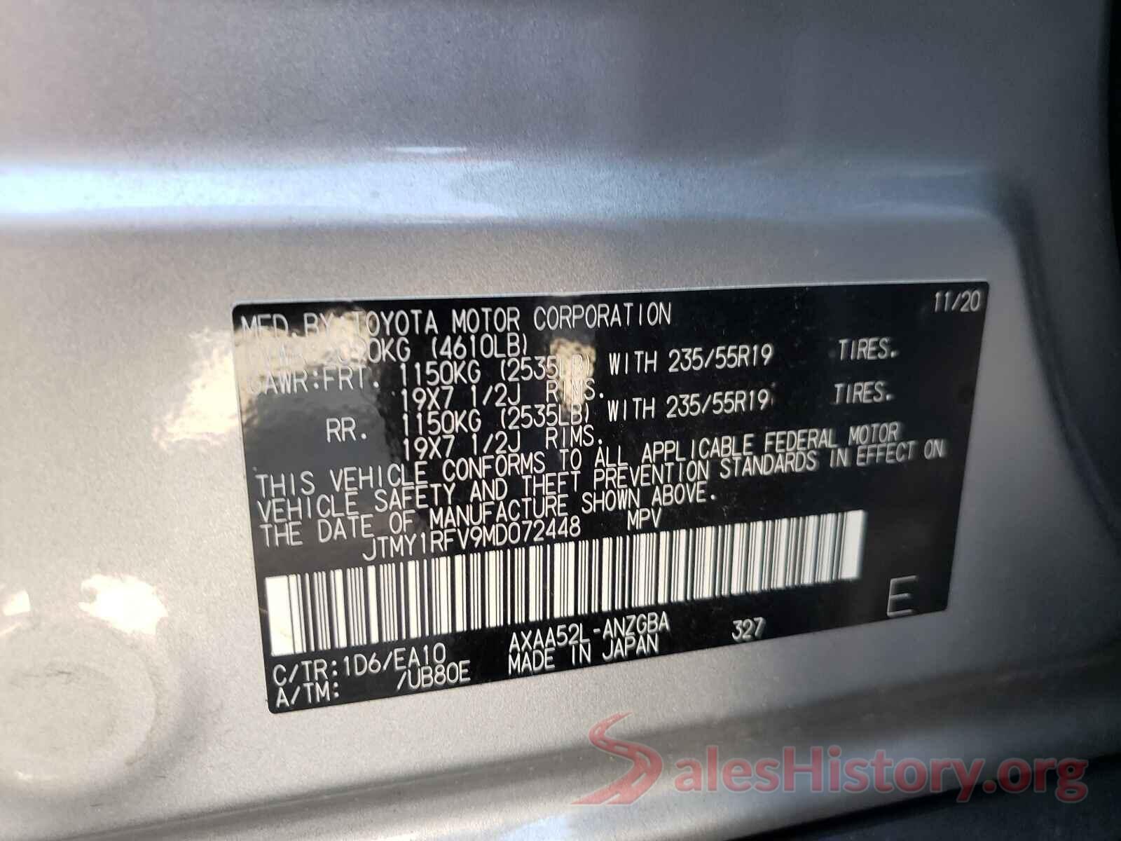 JTMY1RFV9MD072448 2021 TOYOTA RAV4