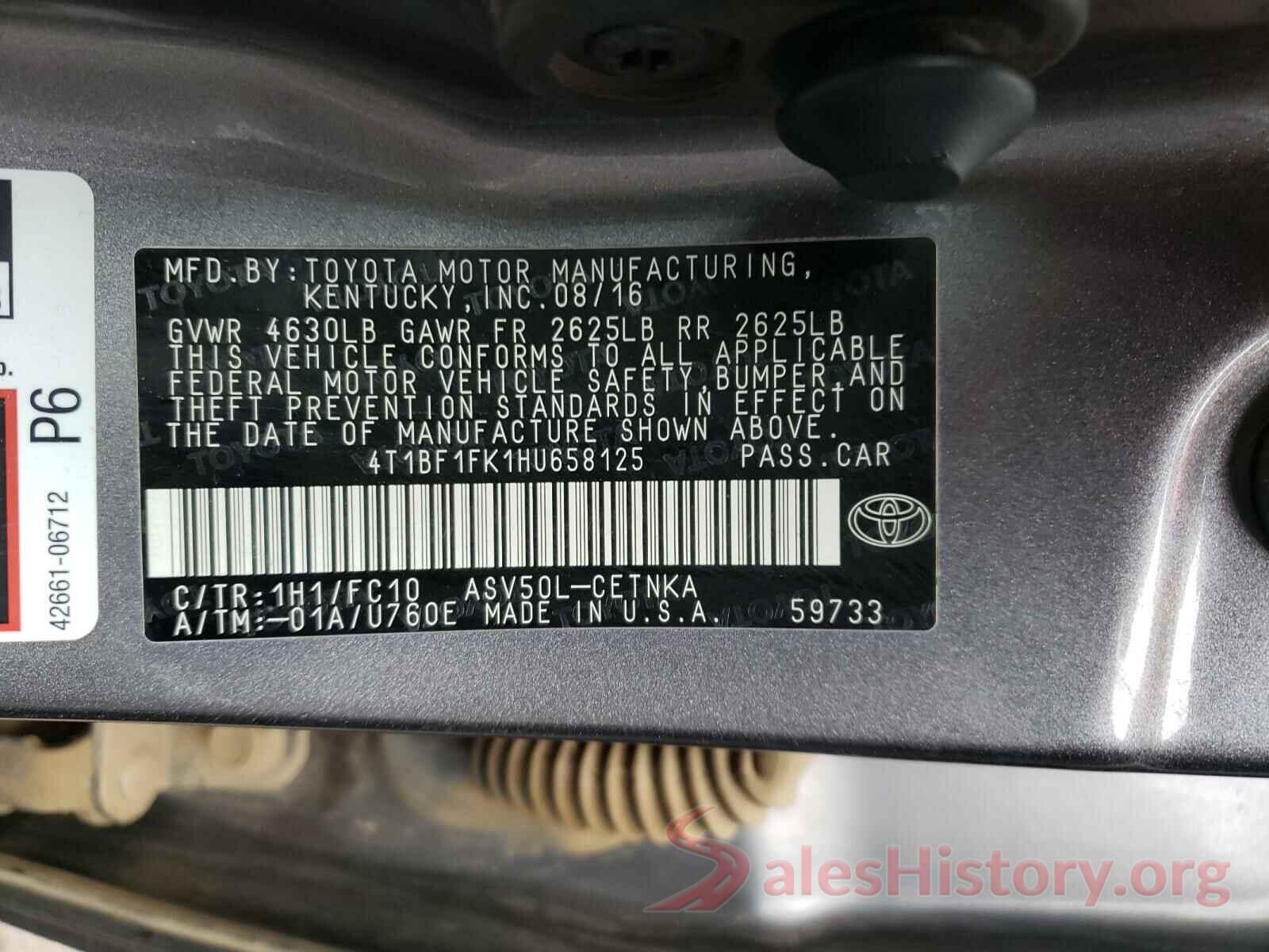 4T1BF1FK1HU658125 2017 TOYOTA CAMRY