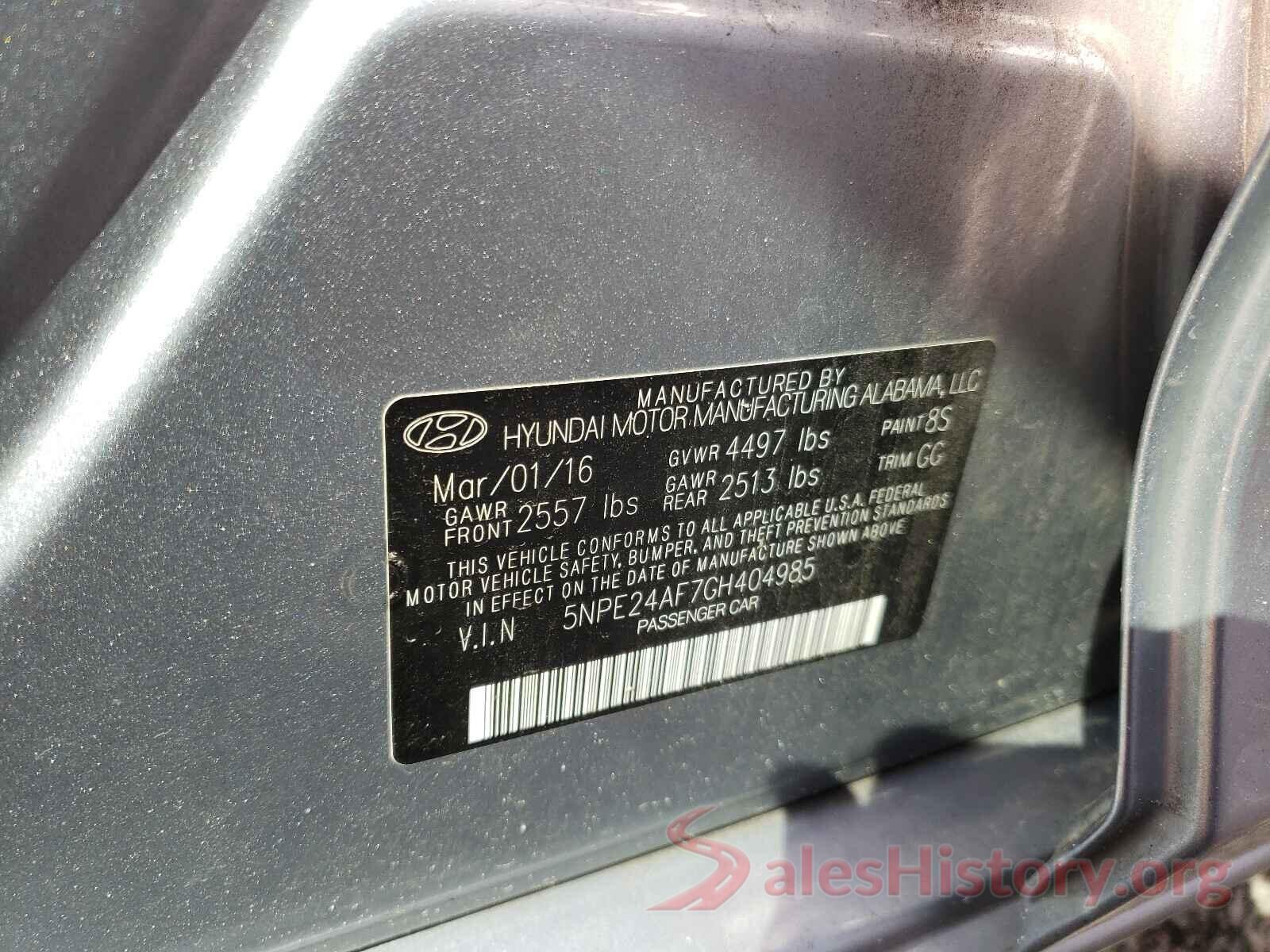 5NPE24AF7GH404985 2016 HYUNDAI SONATA