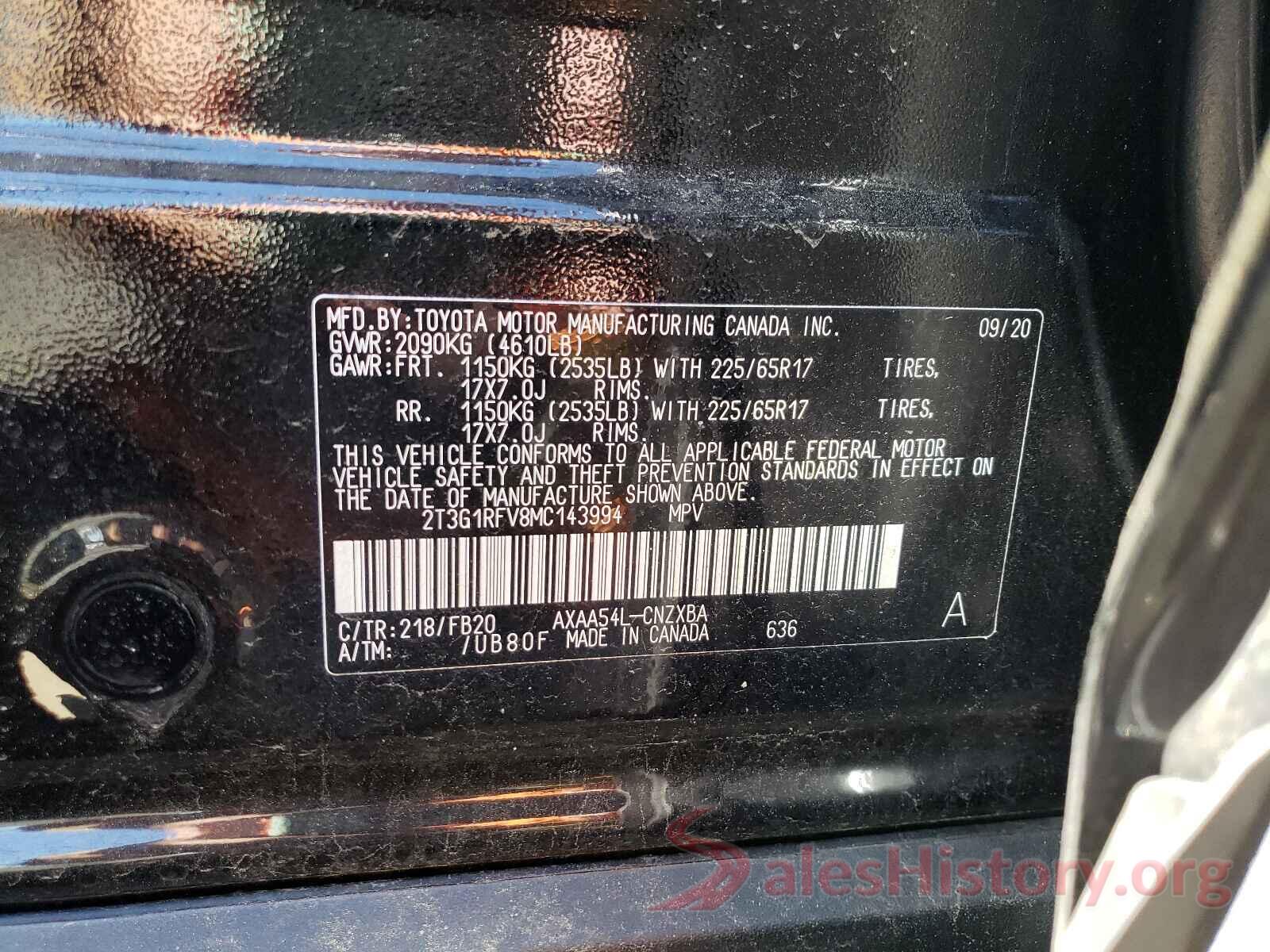 2T3G1RFV8MC143994 2021 TOYOTA RAV4