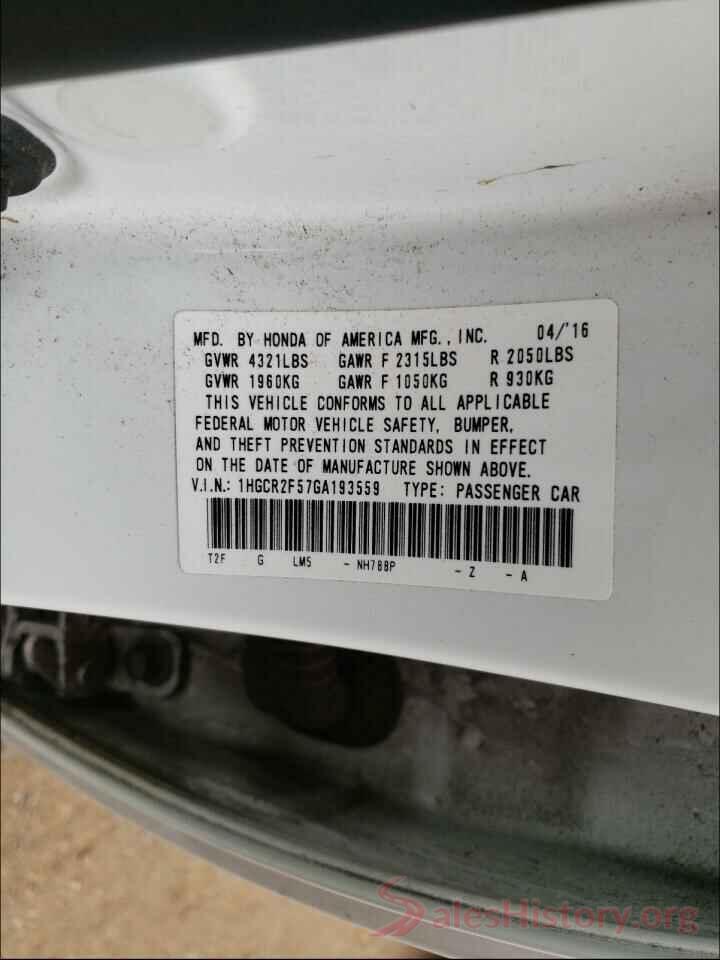 1HGCR2F57GA193559 2016 HONDA ACCORD