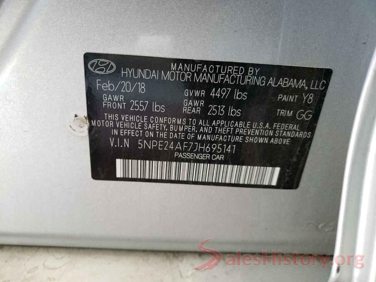 5NPE24AF7JH695141 2018 HYUNDAI SONATA