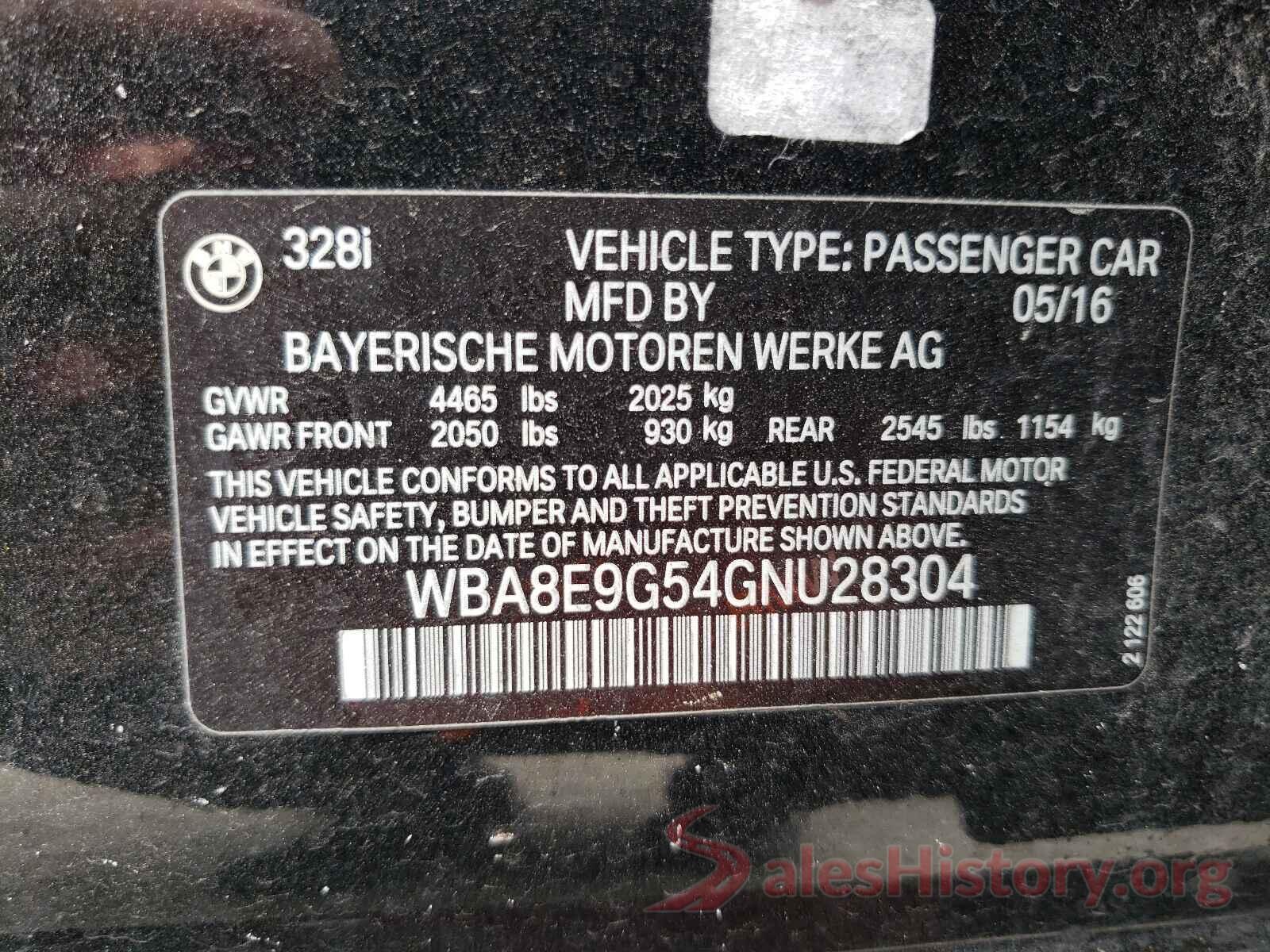 WBA8E9G54GNU28304 2016 BMW 3 SERIES