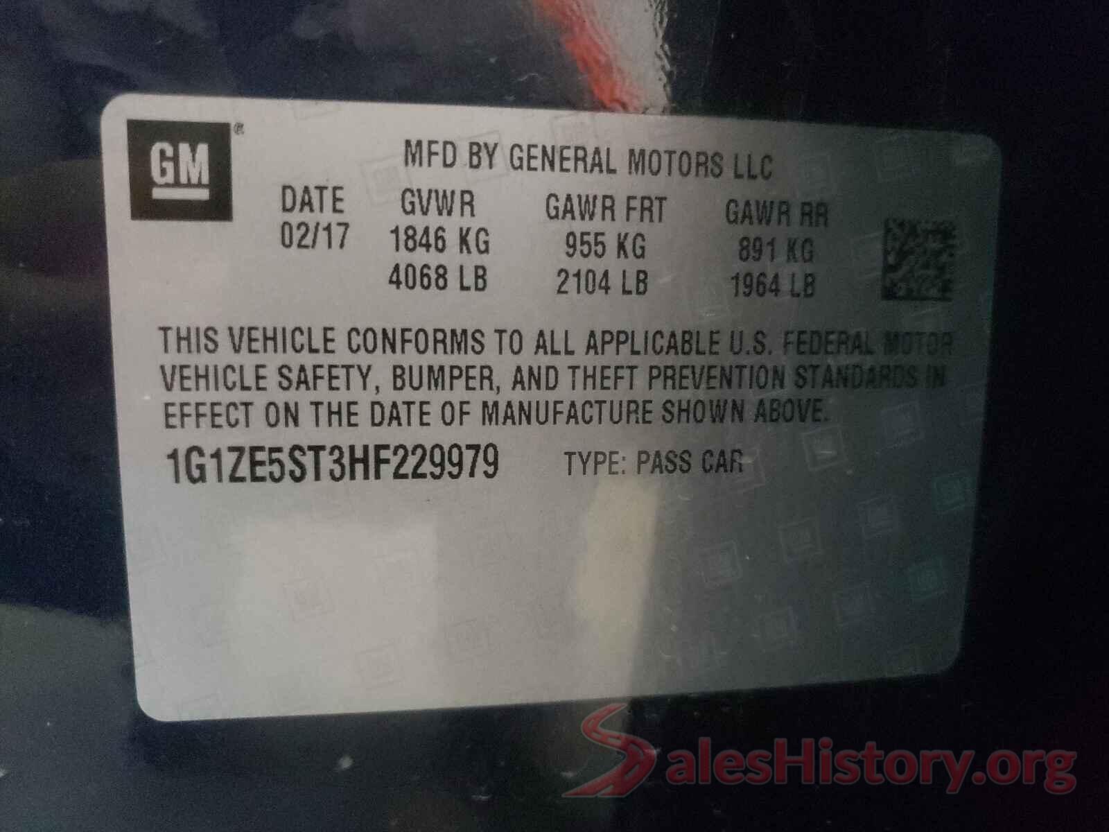 1G1ZE5ST3HF229979 2017 CHEVROLET MALIBU