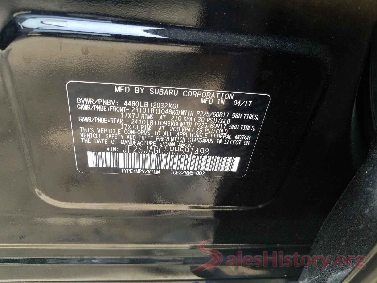 JF2SJAGC5HH591498 2017 SUBARU FORESTER