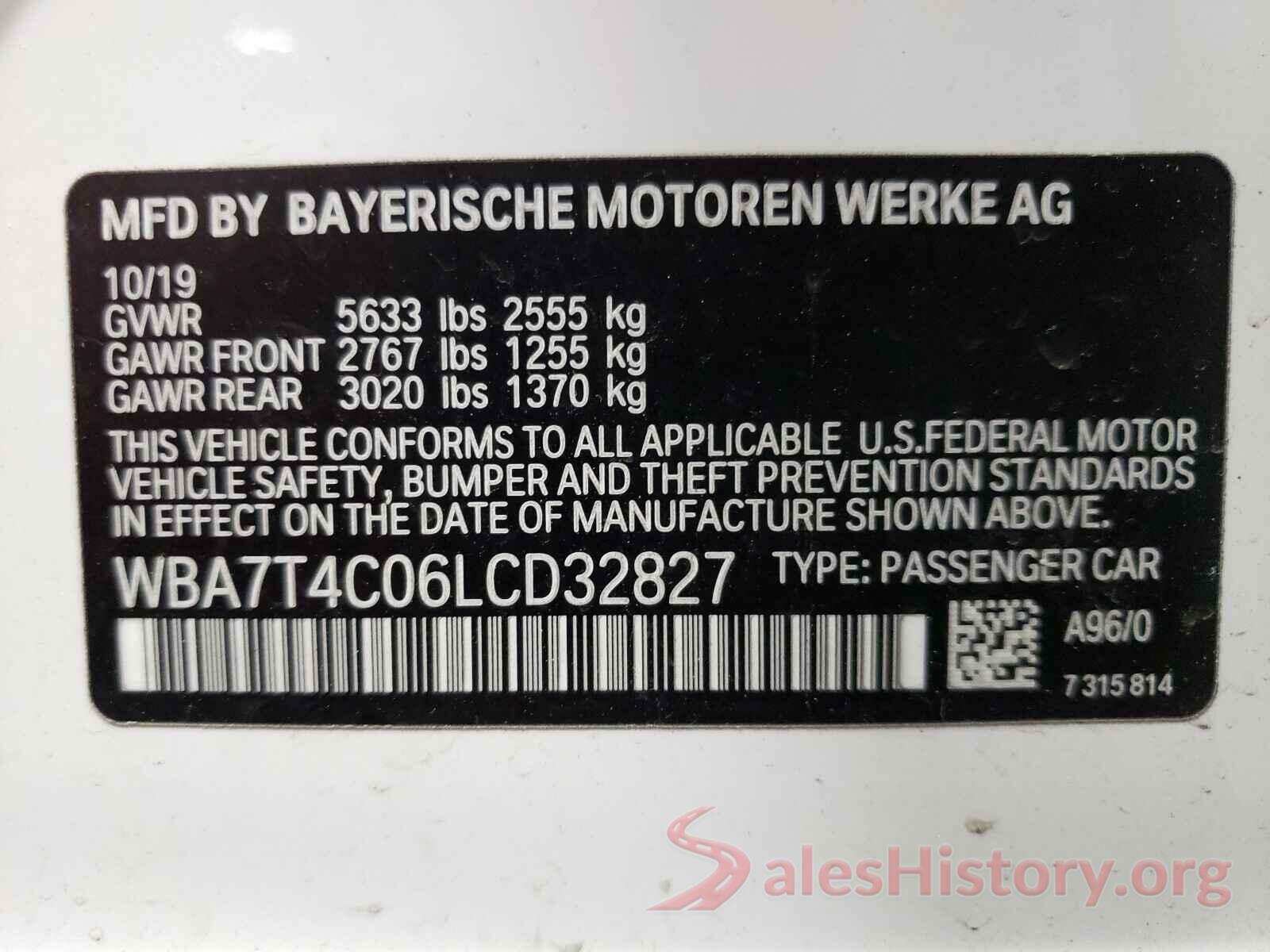 WBA7T4C06LCD32827 2020 BMW 7 SERIES